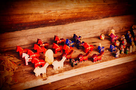 Traditional Russian wood carved arts and crafts.