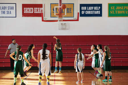 Staten Island, USA-December10,2016: Girl basketball OLHA team squares off with Team St.Patrick. Teams are sponsored by The Catholic Youth Organization of the Archdiocese of New York.のeditorial素材