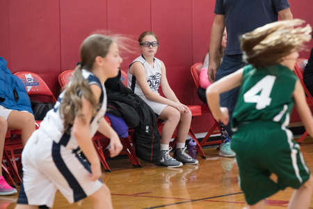 Staten Island, USA-December10,2016: Girl basketball OLHA team squares off with Team St.Patrick. Teams are sponsored by The Catholic Youth Organization of the Archdiocese of New York.のeditorial素材
