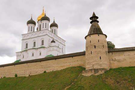 The ancient Kremlin in the city of Pskov.の写真素材