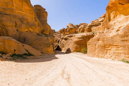 Views of the Lost City of Petra in the Jordanian desert.の写真素材