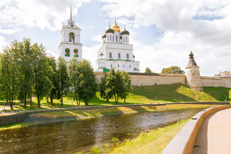 The ancient Kremlin in the city of Pskov.の写真素材