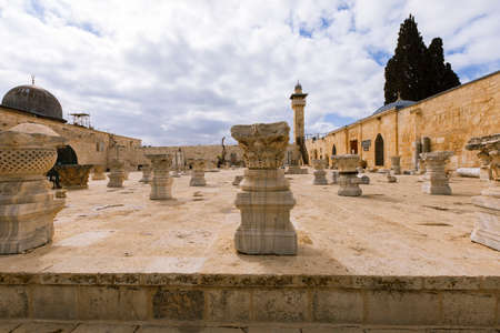 View of Al-Aqsa mosque on the Temple Mount in Jerusalem. The third holiest place in Islam.の写真素材