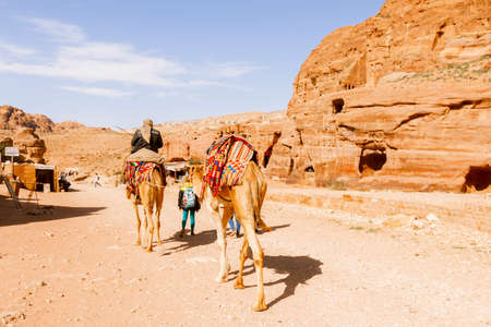 Petra, Jordan- March 16, 2017: Views of the Lost City of Petra in the Jordanian desert, one of the Seven Wonders of the World.のeditorial素材
