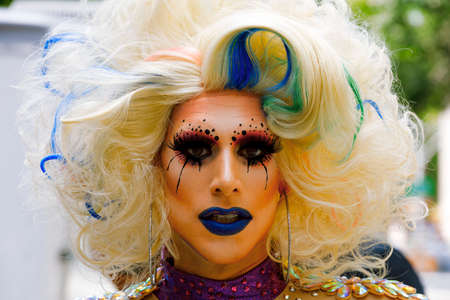 New York City, USA-June 25, 2017: LGBTQ participants of the NYC Pride March. Gay Pride events occur throughout the month of June, culminating with the March along the 5th Avenue.のeditorial素材