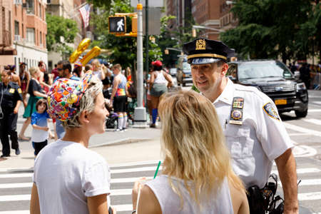 New York City, USA-June 25, 2017: LGBTQ participants of the NYC Pride March. Gay Pride events occur throughout the month of June, culminating with the March along the 5th Avenue.のeditorial素材