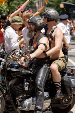 New York City, USA-June 25, 2017: LGBTQ participants of the NYC Pride March. Gay Pride events occur throughout the month of June, culminating with the March along the 5th Avenue.のeditorial素材