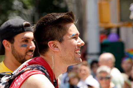 New York City, USA-June 25, 2017: LGBTQ participants of the NYC Pride March. Gay Pride events occur throughout the month of June, culminating with the March along the 5th Avenue.のeditorial素材
