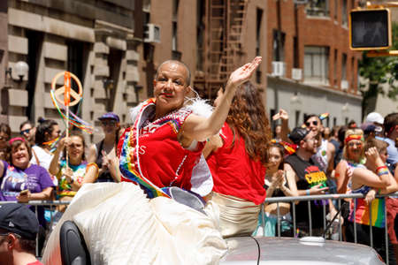 New York City, USA-June 25, 2017: LGBTQ participants of the NYC Pride March. Gay Pride events occur throughout the month of June, culminating with the March along the 5th Avenue.のeditorial素材