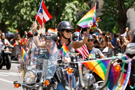 New York City, USA-June 25, 2017: LGBTQ participants of the NYC Pride March. Gay Pride events occur throughout the month of June, culminating with the March along the 5th Avenue.のeditorial素材