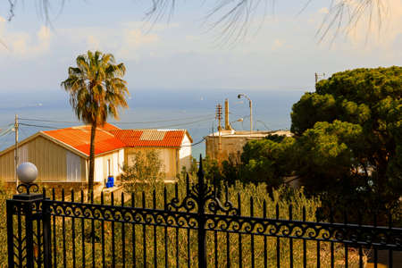 Haifa, Israel-March 13, 2017: Street view of the Mediterranean Port of Haifa in Israel from the top of Mount Carmel.のeditorial素材