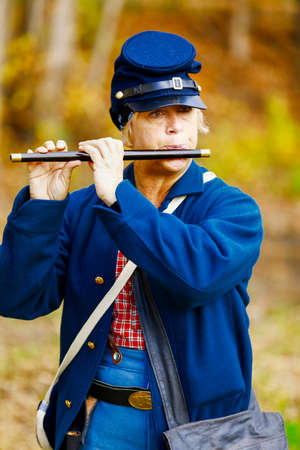 Coventry,RI,USA-October 28, 2017: Unknown local residents participating in a Civil War Era encampment and skirmish re-enactments.のeditorial素材