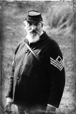 Coventry,RI,USA-October 28, 2017: Unknown local residents participating in a Civil War Era encampment and skirmish re-enactments.のeditorial素材