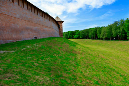 Veliky Novgorod, Russia-June 8,2016:Novgorod Kremlin stands on the left bank of the Volkhov River. The first reference to fortifications on the site dates to 1044, with additional construction taking place in 1116.のeditorial素材