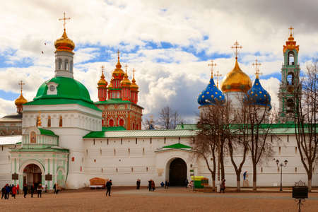 Sergiev Posad, Russia-April 9, 2015: The Trinity Lavra of St. Sergius is the most important Russian monastery and the spiritual centre of the Russian Orthodox Church.のeditorial素材