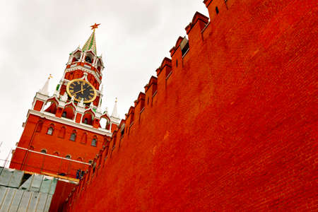 Moscow, Russia- April 19 2015: Views of burials and Mausoleum at The Kremlin Wall Necropolis. It was...