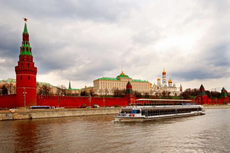 MOSCOW, RUSSIA - The Kremlin is a fortified complex at the heart of Moscow, overlooking the Moskva River to the south, Saint Basil's Cathedral and Red Square to the east, and the Alexander Garden to the west. It includes five palaces, four cathedrals, andのeditorial素材