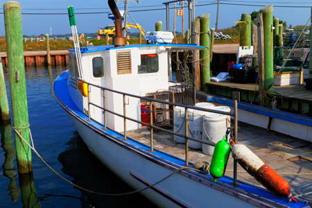 Galilee, Rhode Island, USA-May 11,2017: Galilee is a home to the largest fishing fleet in Rhode...