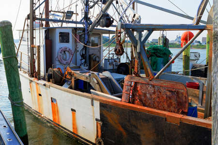 Galilee, Rhode Island, USA-May 11,2017: Galilee is a home to the largest fishing fleet in Rhode...