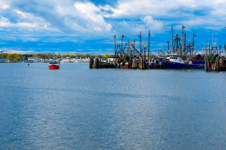 Galilee, Rhode Island, USA-May 11,2017: Galilee is a home to the largest fishing fleet in Rhode...