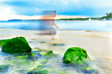 Sunset on a Caribbean beach.の写真素材