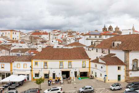 Street view of an ancient City of Evora in Portugalのeditorial素材