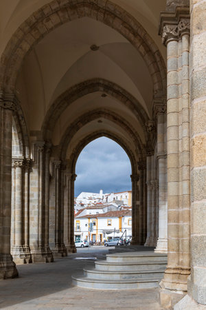 Street view of an ancient City of Evora in Portugalのeditorial素材