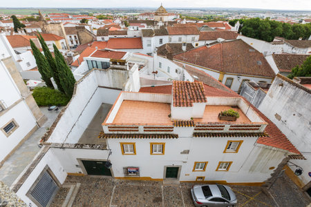Street view of an ancient City of Evora in Portugalのeditorial素材