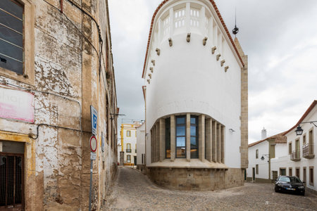 Street view of an ancient City of Evora in Portugalのeditorial素材