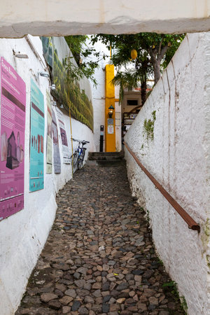 Street view of an ancient City of Evora in Portugalのeditorial素材