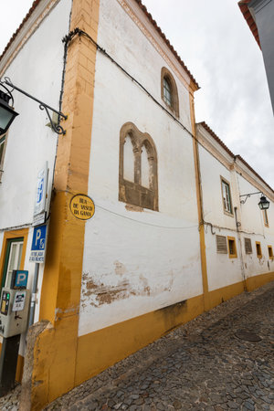 Street view of an ancient City of Evora in Portugalのeditorial素材