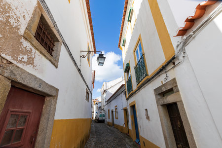 Street view of an ancient City of Evora in Portugalのeditorial素材
