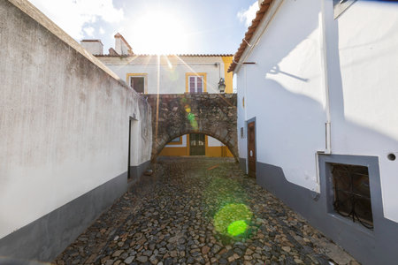 Street view of an ancient City of Evora in Portugal
