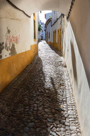 Street view of an ancient City of Evora in Portugalのeditorial素材