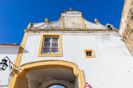 Street view of an ancient City of Evora in Portugalのeditorial素材