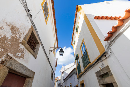 Street view of an ancient City of Evora in Portugalのeditorial素材