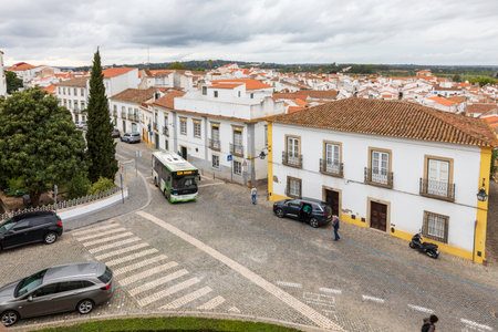 Street view of an ancient City of Evora in Portugalのeditorial素材