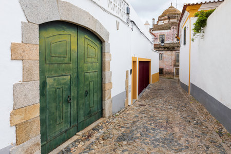 Street view of an ancient City of Evora in Portugalのeditorial素材