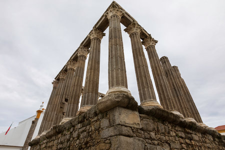 Street view of an ancient City of Evora in Portugalのeditorial素材