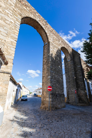 Street view of an ancient City of Evora in Portugalのeditorial素材