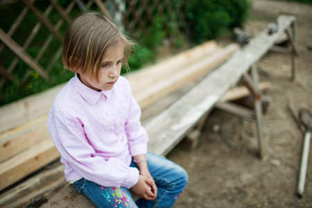 Little girl is sadの写真素材