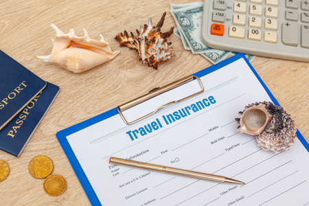 Insurance concept. Travel and Accident Insurance. Insurance policy andturtleの写真素材