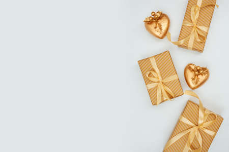 Valentine's day composition and gifts on white backgroundの写真素材