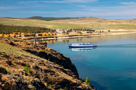 Pleasure boat on lake Baikalの写真素材