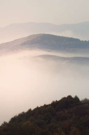 Mountain morning fog landscapeの写真素材