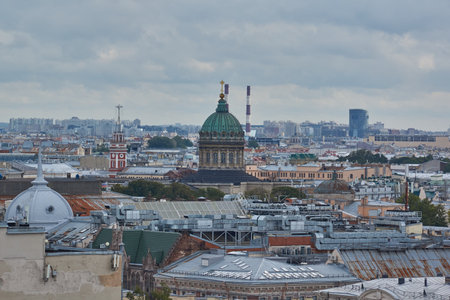 St. Petersburg Russia - September, 01, 2023: View of St. Petersburg from the colonnade of St. Isaac's Cathedral. St. Isaac's Cathedral.のeditorial素材