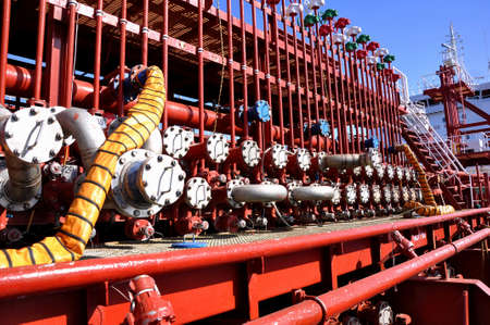 manifold of chemical tankerの写真素材