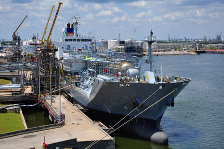 gas carrier in port for loading operationsの写真素材