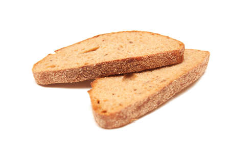 Two pieces of bread isolated on white background