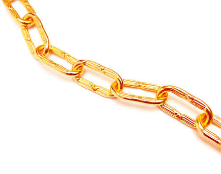 gold chain isolated on whiteの写真素材